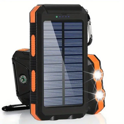 7000mAh Solar Power Bank with LED Light -OrangeBlack 1 Pc