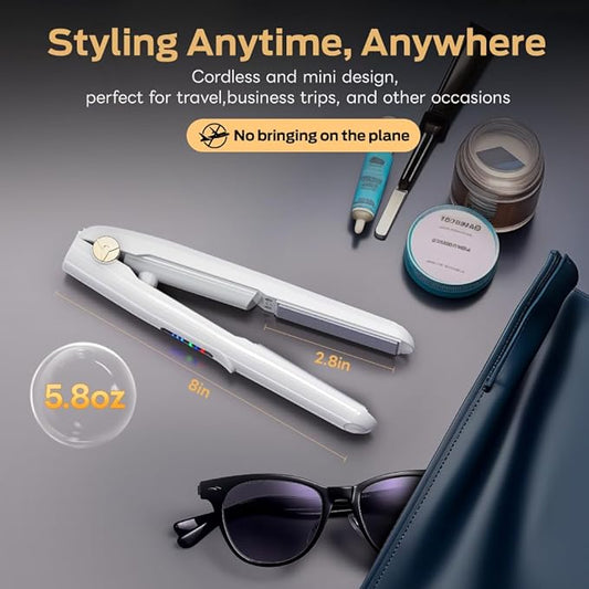 Cordless Hair Styler: 2-in-1 Ceramic Flat Iron Mini