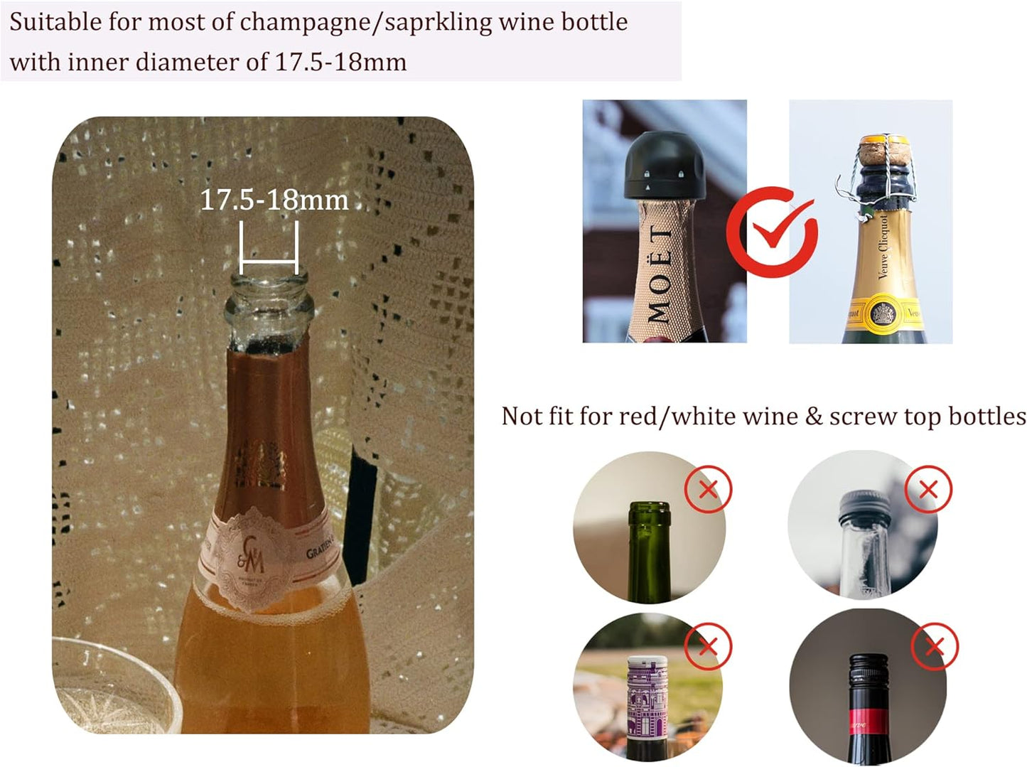 Reusable Vacuum Leakproof Champagne Stopper (2pk)