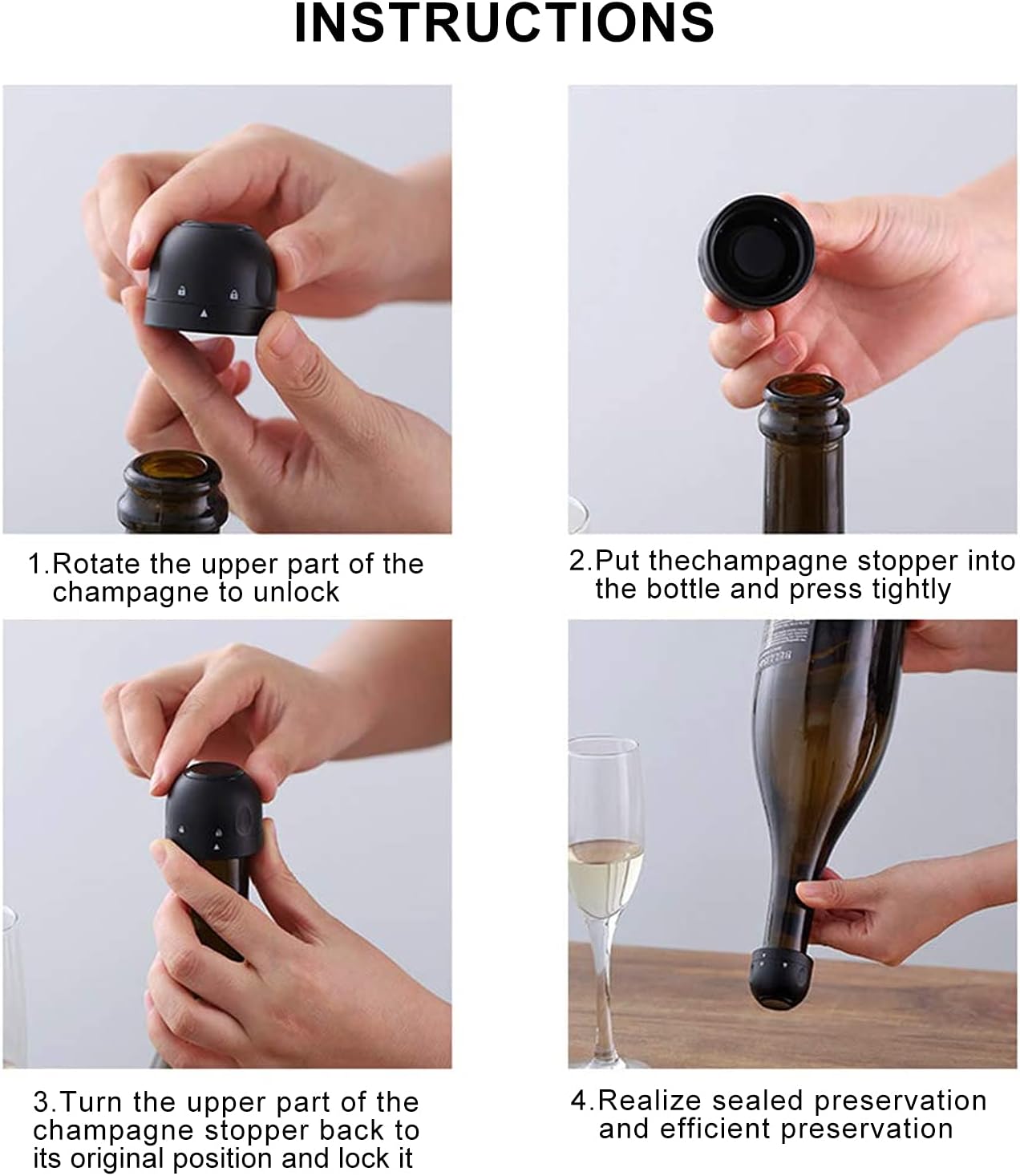 Reusable Vacuum Leakproof Champagne Stopper (2pk)