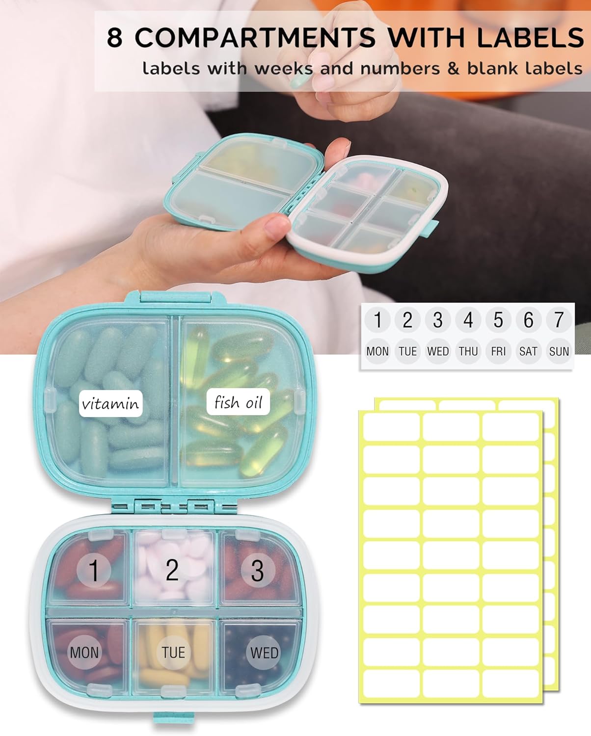 TravelRx 8-Compartment Pill Carrier