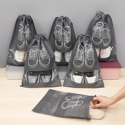 5pcs Shoes Storage Bag, Closet Organizer, Non-woven Travel Portable Bag