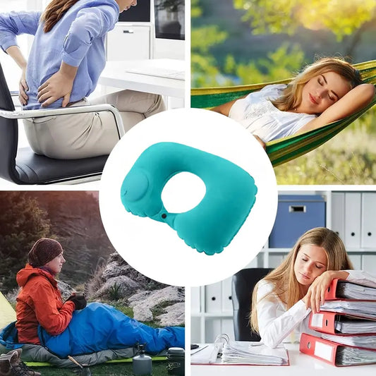 Ergonomic U-Shaped Neck Pillow, Automatic Inflatable